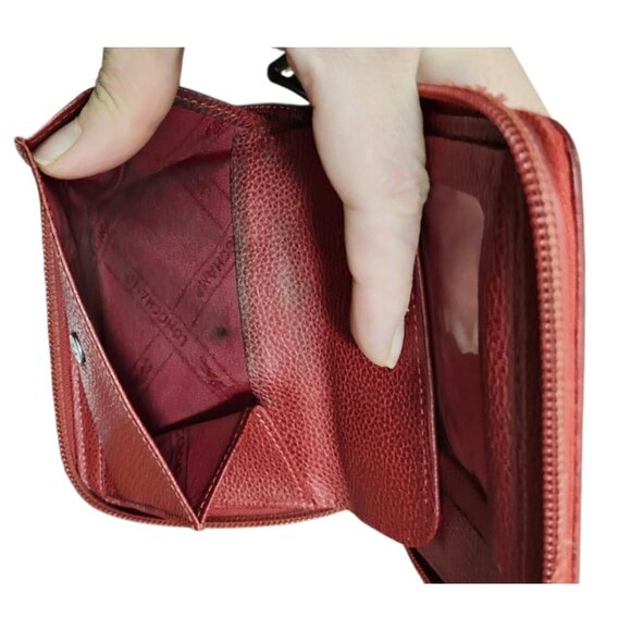 LONGCHAMP Leather Zip Wallet ID Card Holder Organizer Bifold Purse Compartment - Picture 9 of 15